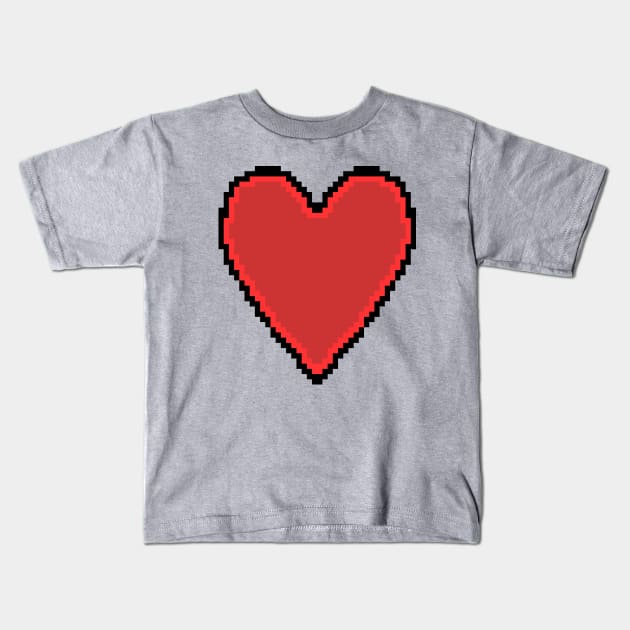 Red 8Bit Pixelart Love Heart Valentines Day Kids T-Shirt by ellenhenryart